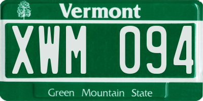 VT license plate XWM094