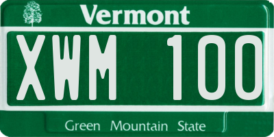 VT license plate XWM100