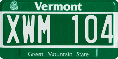 VT license plate XWM104