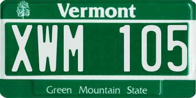 VT license plate XWM105