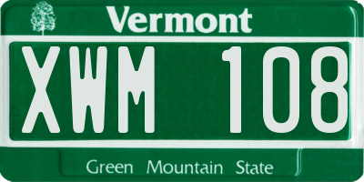 VT license plate XWM108