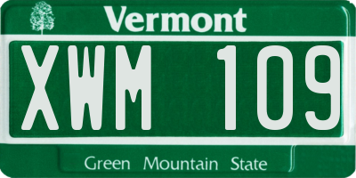 VT license plate XWM109