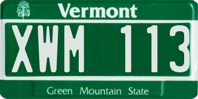 VT license plate XWM113