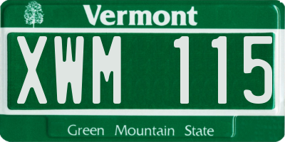 VT license plate XWM115