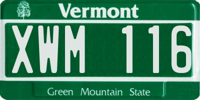 VT license plate XWM116