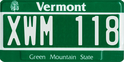 VT license plate XWM118