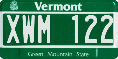 VT license plate XWM122