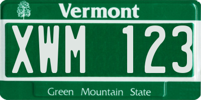 VT license plate XWM123