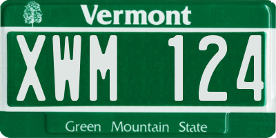 VT license plate XWM124