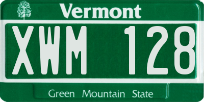 VT license plate XWM128