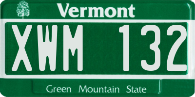 VT license plate XWM132