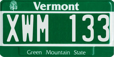 VT license plate XWM133