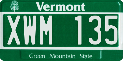 VT license plate XWM135