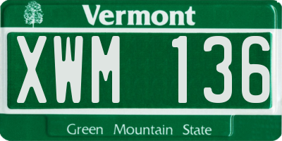 VT license plate XWM136
