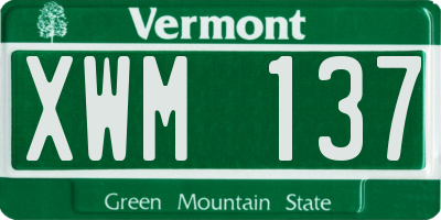 VT license plate XWM137