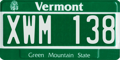 VT license plate XWM138