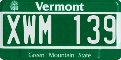 VT license plate XWM139