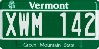 VT license plate XWM142