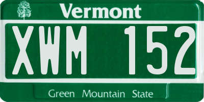 VT license plate XWM152