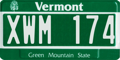 VT license plate XWM174
