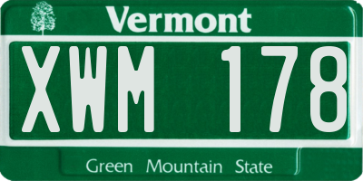 VT license plate XWM178