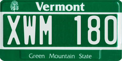 VT license plate XWM180
