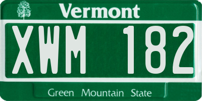 VT license plate XWM182
