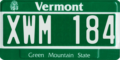 VT license plate XWM184