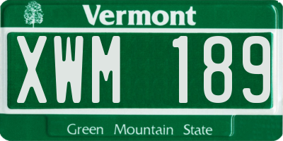 VT license plate XWM189