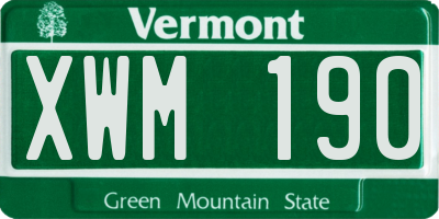 VT license plate XWM190