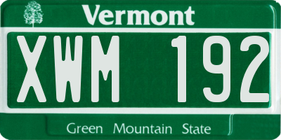 VT license plate XWM192