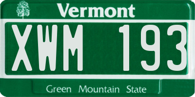 VT license plate XWM193