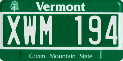 VT license plate XWM194