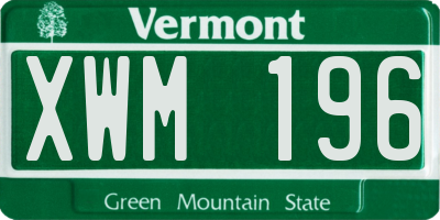VT license plate XWM196