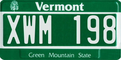 VT license plate XWM198