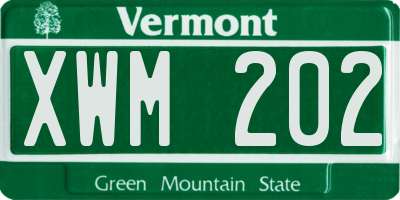 VT license plate XWM202