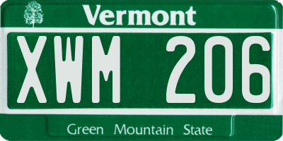 VT license plate XWM206