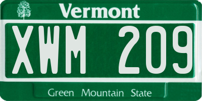 VT license plate XWM209