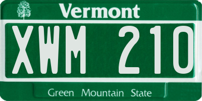 VT license plate XWM210
