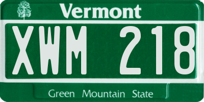 VT license plate XWM218