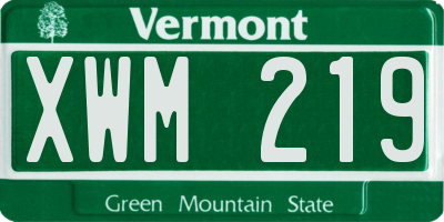 VT license plate XWM219
