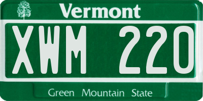 VT license plate XWM220