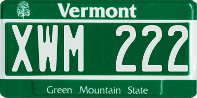 VT license plate XWM222