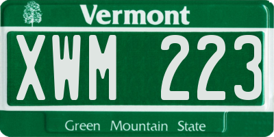 VT license plate XWM223