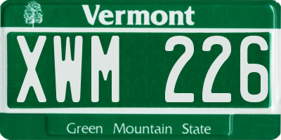 VT license plate XWM226