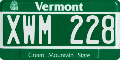 VT license plate XWM228