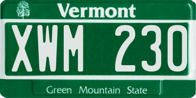 VT license plate XWM230