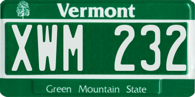 VT license plate XWM232
