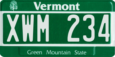 VT license plate XWM234