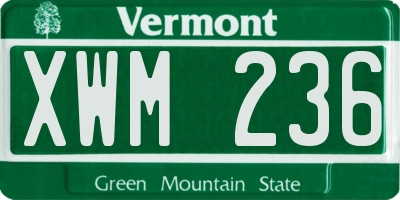 VT license plate XWM236